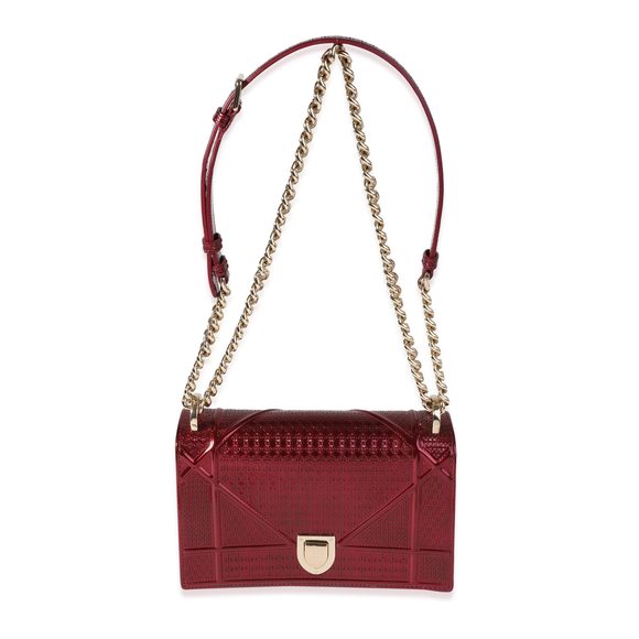 Dior Red Metallic Patent Micro Cannage Small Diorama Bag - Picture 8 of 9